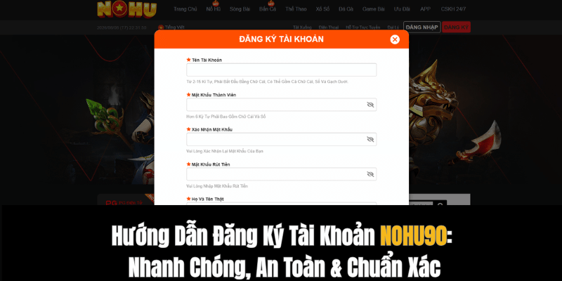 Hướng Dẫn Đăng Ký Tài Khoản NOHU90: Nhanh Chóng, An Toàn & Chuẩn Xác